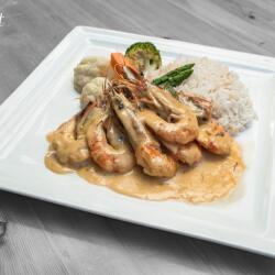 Salut Bar And Grill King Prawns With Ouzo Sauce